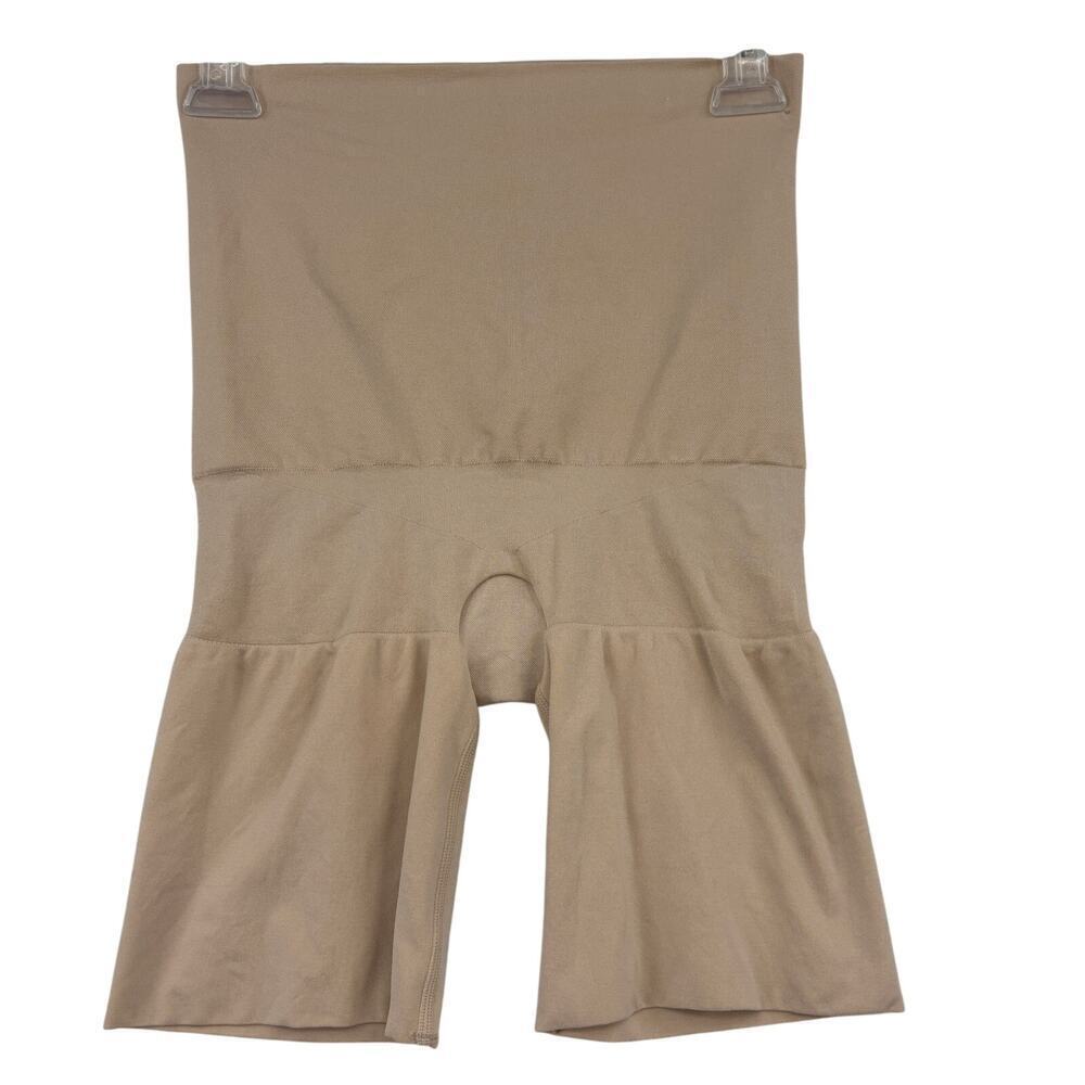Spanx‎ High Waist Mid Thigh Shaper Size XL Beige Waist Grips Smoothing Firming
